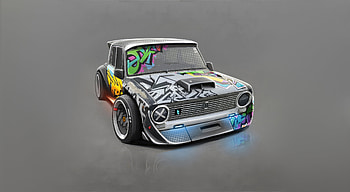 Urban Wheels Mini Graffiti Car, cars, graffiti, artist, artwork, digital-art, artstation HD wallpaper