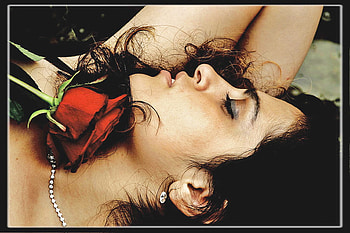 Pretty Woman and pretty Rose, roses, pretty, red, people, woman HD wallpaper