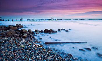Nature, Stones, Pebble, Shore, Bank, Fog, Evening, Resort, Malaysia HD wallpaper