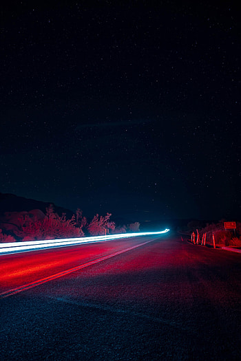 Night, Dark, Road, Starry Sky, Long Exposure, Glow HD phone wallpaper