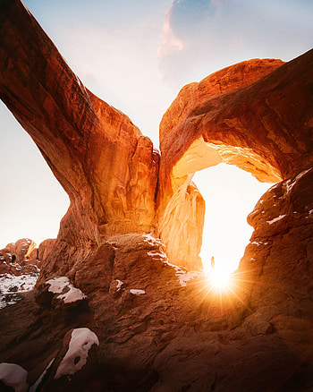 Nature, Sun, Rock, Form, Stone, Sunlight, Sun Rays, Hole HD phone wallpaper