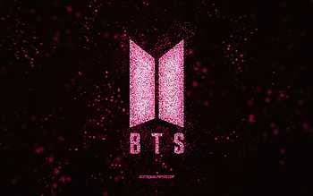 BTS glitter logo, , black background, BTS logo, purple glitter art, BTS, creative art, BTS purple glitter logo HD wallpaper