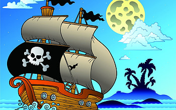 Pirats, Sea, Palms, Vector, Sailboat, Sailfish, Child, Childish HD wallpaper