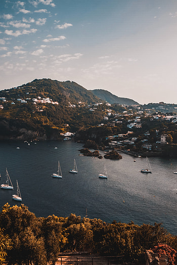 Landscape, Nature, Sky, Mountains, Boats, View From Above, Lake HD phone wallpaper