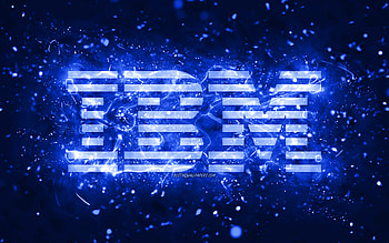 IBM dark blue logo, , dark blue neon lights, creative, dark blue abstract background, IBM logo, brands, IBM HD wallpaper