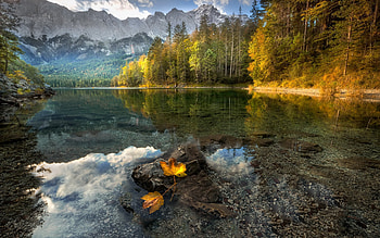 mountain lake, evening, sunset, mountain landscape, autumn, lake, autumn landscape, mountains HD wallpaper