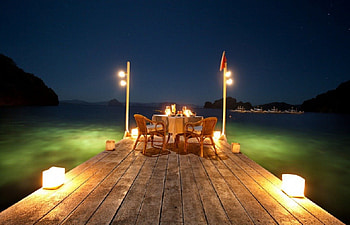 Romantic Evening for Two, sea, beaches, nature, table foe two, evening HD wallpaper
