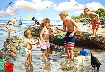A nice Summerday, day, children, water, play HD wallpaper