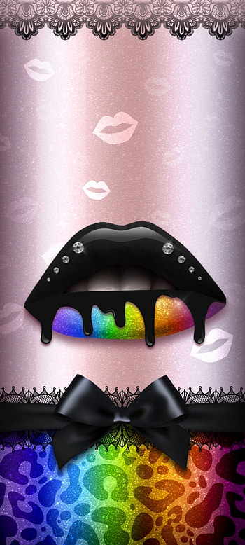 Dreamy Rainbow Lips, electric blue, art, diamond, Luxury, Premium, colorful HD phone wallpaper