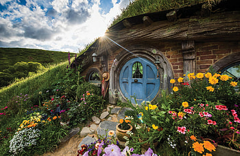 Hobbiton village, Magical atmosphere, Beautiful landscapes, Film-inspired HD wallpaper