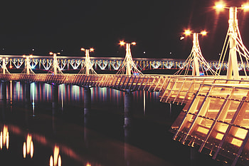 Cities, Night, Lights, Pier, Bridge HD wallpaper