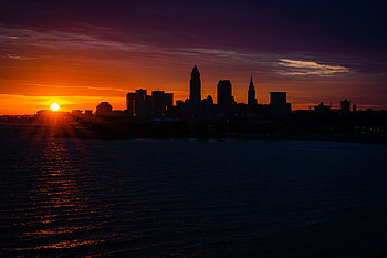 Cities, Water, Sunset, City, Building, Silhouette HD wallpaper