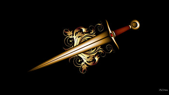 Weapon Filigree, weapon, antique, knife, katana, filigree, gold, vintage HD wallpaper