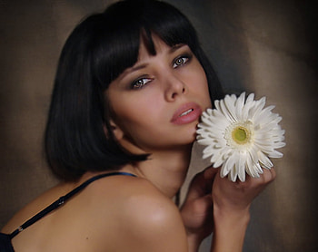 One flower, sexy, girl, model, flower HD wallpaper