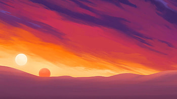 Two Suns, sun, artist, digital-art, artwork HD wallpaper
