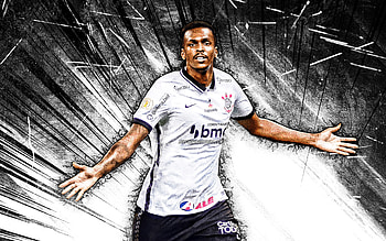 Jo, grunge art, Corinthians FC, Brazilian Serie A, soccer, brazilian footballers, Joao Alves de Assis Silva, white abstract rays, football, Jo Corinthians HD wallpaper