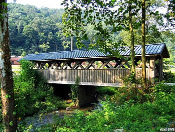 Boone County Bridge, bridge, trees, covered, wood HD wallpaper