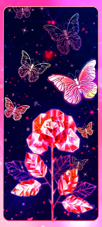 Crystal rose Card, diamond, flowers, organism, light, butterfly HD phone wallpaper