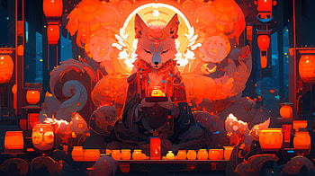 Goddess Fox, goddess, fox, Japan, AI Art, Gekiga HD wallpaper