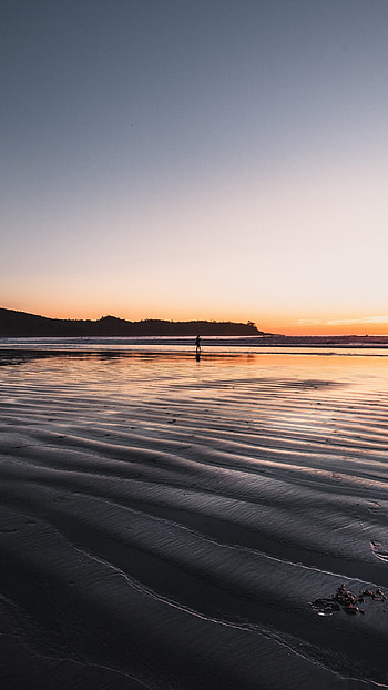 silhouette, sunset, horizon, graphy, beach HD phone wallpaper