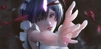 Artwork, beautiful eyes, Rem, Re:zero HD wallpaper