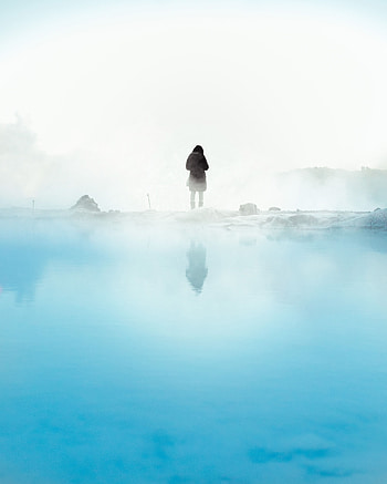 Snow, Lake, Silhouette, Fog, Minimalism, Loneliness HD phone wallpaper