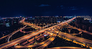 Bridge, night, cityscape, overlap HD wallpaper