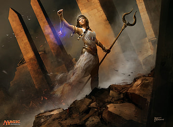 Faith, pharaos, fantasy, art, light, girl, bastien lecouffe deharme, dark HD wallpaper