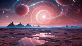 Pink Moon, Alien Planet, landscape, moon, sky, space HD wallpaper