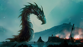 Dragon And Warrior , dragon, warrior, artist, artwork, digital-art HD wallpaper