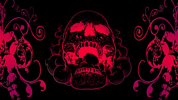 Red Skull Flowers Black Background , skull, dark, black, artist, artwork, digital-art HD wallpaper