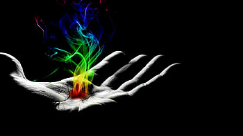 Hand Colorful Smoke Digital Art Creative Graphic Design Black Background Creative HD wallpaper