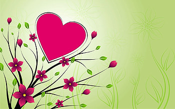 Background, Pink, Love, Branches, Heart HD wallpaper