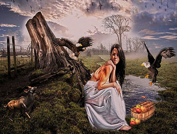 Creation of Life, girl, nature, fantasy, animals HD wallpaper
