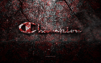 Champion logo, grunge art, Champion stone logo, red stone texture, Champion, grunge stone texture, Champion emblem, Champion 3d logo HD wallpaper