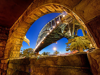 sydney harbour bridge from underpass r, window, lights, underpass, eve, bridge, stone, r HD wallpaper