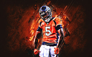 Teddy Bridgewater, Denver Broncos, NFL, American Football, National Football League, USA, Orange Stone Background HD wallpaper
