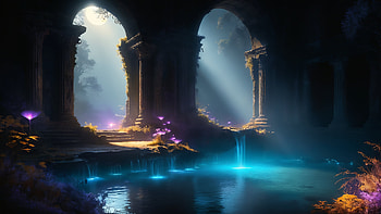 Moon Temple, moon, water, relaxing HD wallpaper