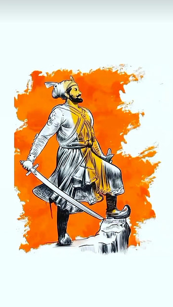 Sambhaji Maharaj, orange, art HD phone wallpaper