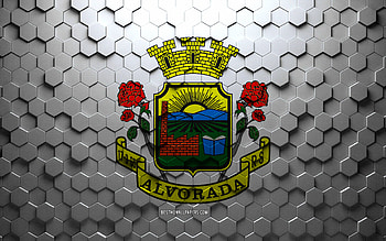 Flag of Alvorada, honeycomb art, Alvorada hexagons flag, Alvorada, 3d hexagons art, Alvorada flag HD wallpaper