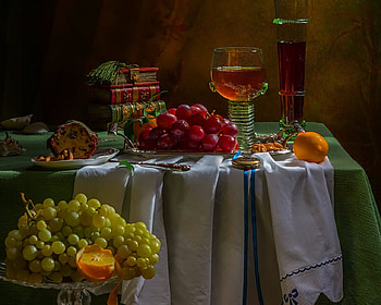 Still life, table, fruits, food HD wallpaper