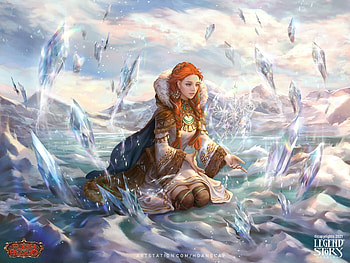 Fantasy girl, wnter, art, fantasy, hoang lap solan, redhead, girl, hoanglapsolan, ice HD wallpaper