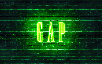 GAP green logo, , green brickwall, GAP logo, fashion brands, GAP neon logo, GAP HD wallpaper