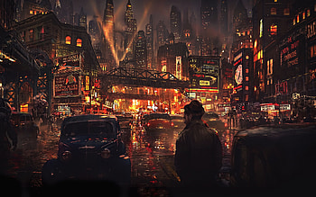 cityscape, city, car, buidling, man HD wallpaper