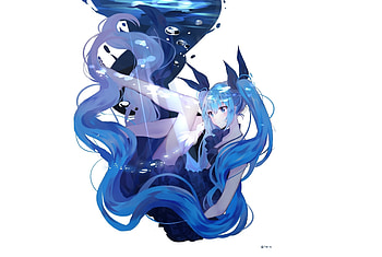Minimal, anime girl, underwater, hatsune miku, jump HD wallpaper