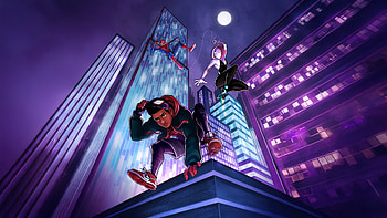 Spider Verse Heroes Strikes, spiderman-into-the-spider-verse, superheroes, spiderman, animated-movies, artwork, digital-art, art, gwen-stacy, miles-morales, spiderman-2099, pixiv, artstation HD wallpaper