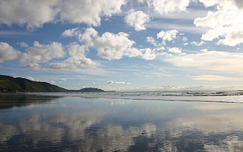 Desert beach, clouds, desert, sky HD wallpaper