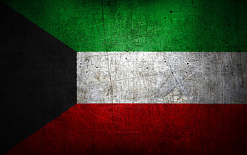 Kuwaiti metal flag, grunge art, asian countries, Day of Kuwait, national symbols, Kuwait flag, metal flags, Flag of Kuwait, Asia, Kuwaiti flag, Kuwait HD wallpaper