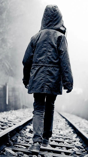 Single Boy Attitude, Walk, Railway Track HD phone wallpaper