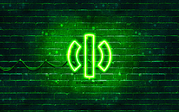 HiPhi green logo, , green brickwall, HiPhi logo, brands, HiPhi neon logo, HiPhi HD wallpaper